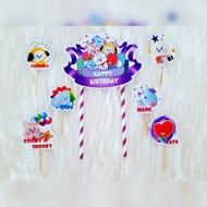 BT21 topper birthday topper tart topper cake decoration birthday decoration pudding topper