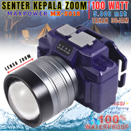Headlamp/Senter Kepala Zoom 100w Fitur Power Bank Bisa Cas Hp Maxpower Mx-S018 | Senter Kepala Cahay