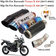 Slip On For KAWASAKI VERSYS-X 250 VERSYS-X 300 2017 - 2023 Motorcycle Exhaust Escape Modifiy Middle 
