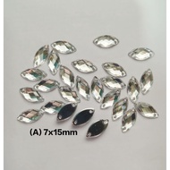 (A)7x15mm Kristal Manik Akrilik Dua Lubang