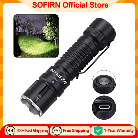 Sofirn SC33 XHP70.3 HI LED Flashlight Tactical 5200lm Powerful 21700 USB C Rechargeable Torch with T