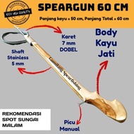 speargun panah ikan kayu jati manual 60cm untuk spearfishing sungai