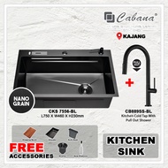 CABANA CKS7556-BL NANOGRAIN KITCHEN SINK 750MM WITH PULL OUT COLD TAP CB889SS-BL