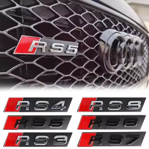 3D ABS Hood Front Grille Badge ABS RS3 RS4 RS5 RS6 RS7 RS8 Emblem Decoration for Audi A4 B5 B6 B7 B8