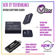 Vitar (HDVC02) HDMI to USB Video Capture Card & VITAR 4K VIDEO STREAMING CAPTURE CARD WITH LOOP OUT 