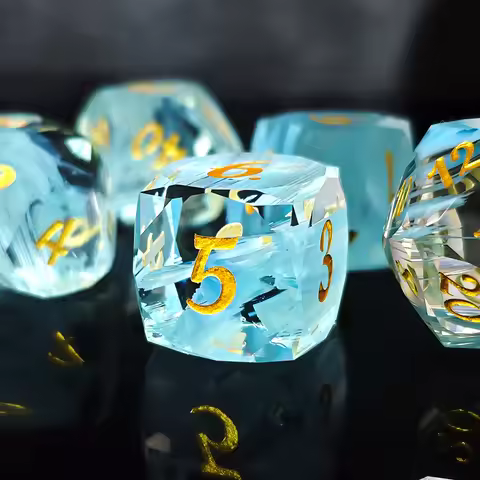 7Pcs/Set Multifaceted Gemstone Dice Set Games Transparent Glass Dice Suitable for RPG Funny Table Ga