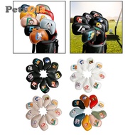 [PETSOLA] 9x PU Leather Golf Iron Headcover Set Golf Club Head Cover Sleeve for Outdoor Beginners