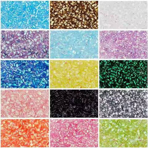 15 Colors 180g Crispy Bingsu Beads for About 19050Pcs Iridescent Soft Straw Tube Beads 3D Glitter Pl