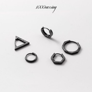 New Style 1,000 Earrings 925 Sterling Silver Black Classic huggie Hoop Earrings-Black 4c0 b68