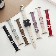 Suitable for Apple Watch s10/S11 Strap Leather Metal H Buckle iwatchs9 Summer Breathable SEultra Hig