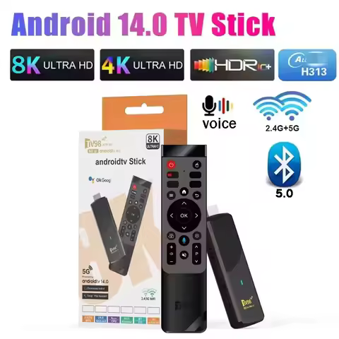 2026 TV98 ATV X9 TV Stick 1GB 8GB Android 14.0 Allwinner H313 Quad Core Wifi 5G BT5.0 Voice Remote S