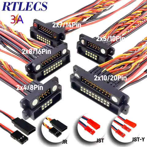 Dual Row 1 to 2Y Magnetic Pogo Pin Connector Snap-O JR Extension Lead Cable for RC Drone Ship Airpla