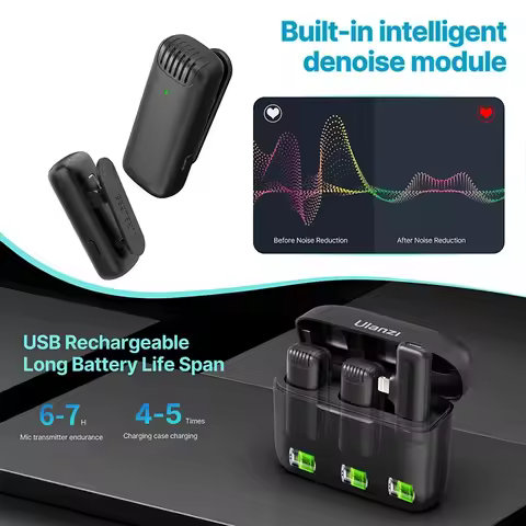 Ulanzi J12 Wireless Lavalier Microphone Lapel Mic Set Short Video Recording Mini Mic For iPhone 16 1