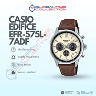 Casio Edifice EFR-575L-7ADF Standard Chronograph Dual Tone Dial Brown Leather Band