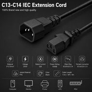 C13 to C14 Extension Power Cord Power Extension Cable Monitor IEC Cable Extension C13 Male to C14 Fe