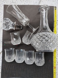 （限自取 Self pick up) Bohemia lead crystal wine bottle and wine glasss set 鉛水晶酒樽及品酒杯套裝