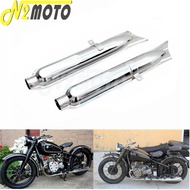 1 Pair Chrome Fishtail Exhaust Muffler 24HP 32HP Engine Part Case for BMW Ural K750 M1 M72 R71 R12 D