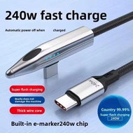240W LED Lights High-Speed Cable Game 90 Degree Elbow Dual PD Type C USB Charger Bullet Head Fast Ch