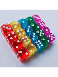 1套20件彩色骰子,6面骰子,適用於桌上遊戲,14mm體積骰子適用於數學學習,課堂用骰子