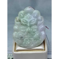 Large Jadeite Jade Carved Ninetail Fox Pendant (Change Tail 9) 100% Jadenatural