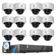 GWSECU 16 Camera Security System with Mic, Smart AI Human Motion Detection, 12pcs 5MP Dome IP66 IK10