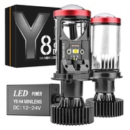 จัดส่งจากกรุงเทพ รุ่นใหม่2024 1คู่ หลอดไฟหน้าLedมินิโปรเจคเตอร์ รุ่น Y8 Y7 Y6 ขั้ว H4 RHD ไฟหน้าLED 
