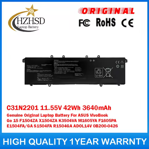 C31N2201 11.55V 42Wh 3640mAh Genuine Original Laptop Battery For ASUS VivoBook Go 15 F1504ZA X1504ZA