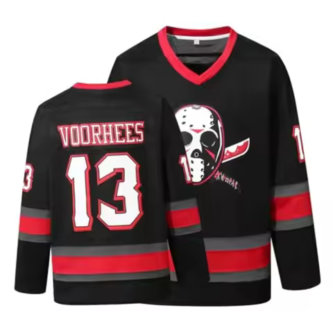 2026 Voorhees Jason 13 Friday Movie Ice Hockey Jersey Halloween Stitched Children's and Parental Clo