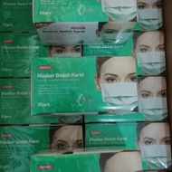 masker karet hijau onemed box 1 box 50pcs masker medis 3ply l