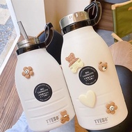 Price 1.5l/1.9L Simple Water Bottle With Straw Outdoor Sports Portable Thermos Cup, Suitable For Boy