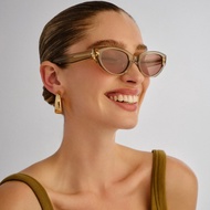 Le Specs HALCYON Luxury Cat-Eye Sunglasses | Bisque Acetate Frame Tan Lenses UV Protection Prescript