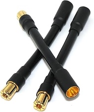 3-Pack 6.5mm Male to Female Bullet Connector Extension Leads, 10AWG Silicone Wire, 3in (7.6cm) RC Mo