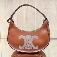 「JL精品代購」98新 Celine ava 刺繡凱旋門月牙包