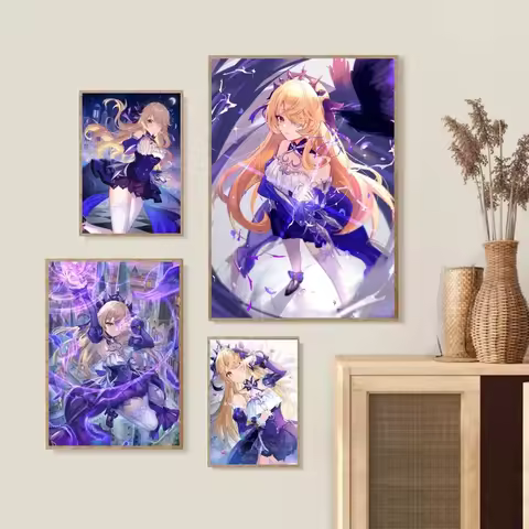 1pc Fischl Genshin Impact Accounts Poster Stickers Art Wall Murals Decor Game Room Decor Gifts Kawai