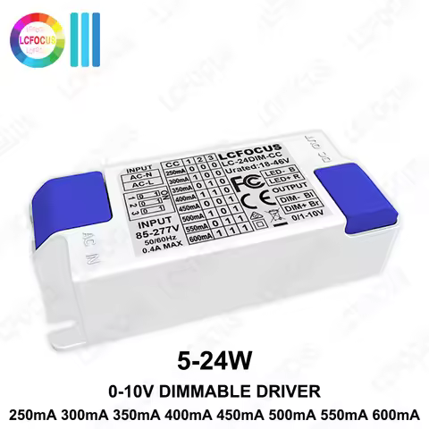 5W 7W 9W 12W 15W 18W 20W 24W 0-10V Dimmable LED Driver 18-46V 250mA 300mA 350mA 450mA 500mA 550mA 60
