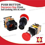 TOMBOL Push Button Emergency Stop Self Locking Switch 22 mm Emergency Button