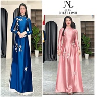Mother's ao dai, high-quality hand-embellished ruby silk ao dai, size S - 4XL