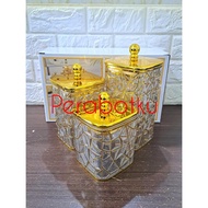 Plastic Jar Set of 3 Pcs F5037 A931-1 Elegant White Gold 3 in 1 Eid Cookie Jar Box Airtight Lid