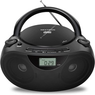 เครื่องเล่นซีดี Boombox สเตอริโอแบบพกพาที่มีวิทยุ AM/FMบลูทูธUSB AUX-Inแจ็คหูฟังรองรับ CD-R/RW และ MP3 CDsเสียงที่ชัดเจนและเต็มไปด้วยการเพิ่มเบส