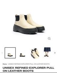 Hunter Unisex Refined Explorer Pull On Leather Boots Hunter 雨鞋 雨靴 米白拼黑色