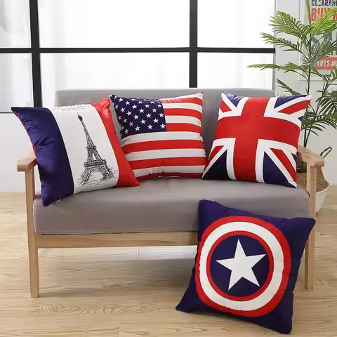 American Sofa Pillowcase Living Room European Style Rice Flag Mediterranean Bay Window Pillow Britis