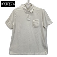 二手 Prada 2019 SJN252 R201 710 白色口袋 Logo Polo 衫，L 碼