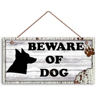 Beware of Dog Sign, Rustic Decor, Dog Bite Sign, White Distressed Wood Sign, Dog Silhouette