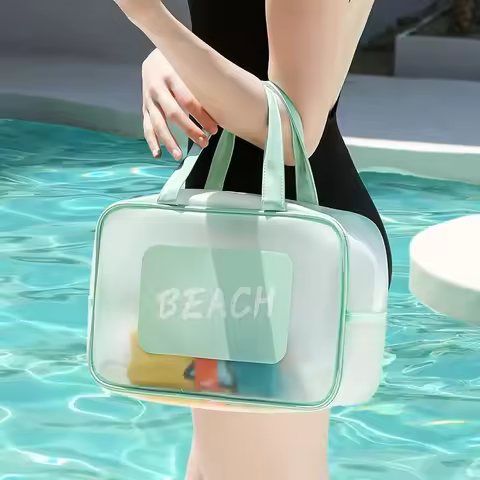 Portable Waterproof Swimming Storage Bag Transparent Handbags Wash Bags Travel Sack Dry Wet Mesh Poo