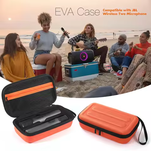 For JBL PartyBox Wireless Two Microphone System Wireless Microphone Case Handheld Dual Mic Travel Ba