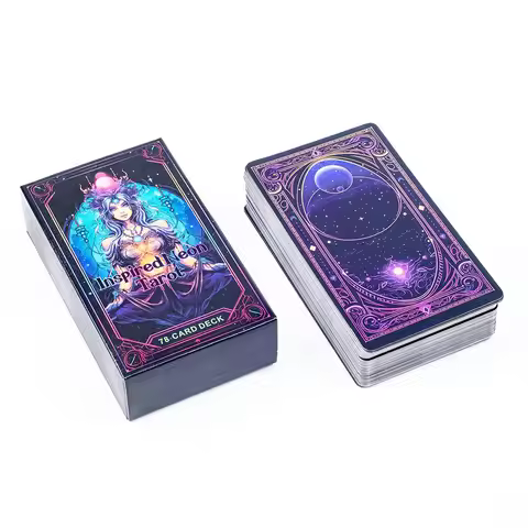 Inspired Neon Tarot Deck 78 Cards English Visions Divination Edition 10.3x6cm Board for Playing Game