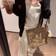 Large Pattern Bag High Support Underarm Commuter Value Little Red Plaid Retro Special Capacity Book 