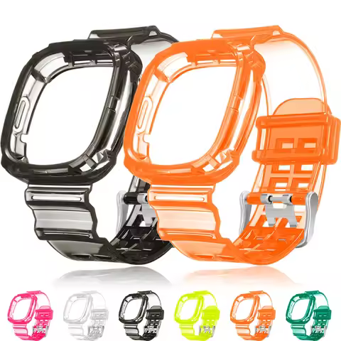 Band + Case for Fitbit Versa 4/Versa3 TPU Transparent Replacement Wristband Bracelet for SmartWatch 