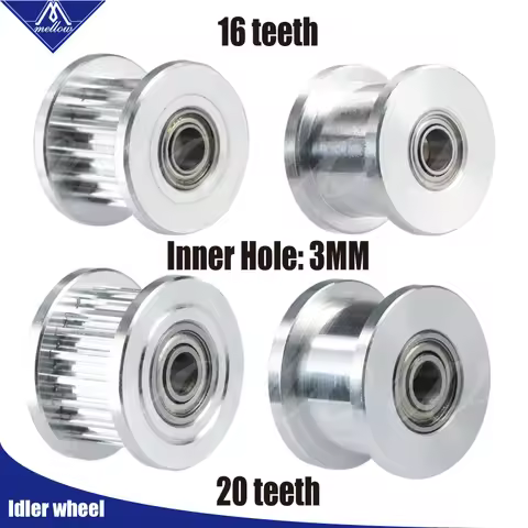 Mellow 2GT 16/20 Teeth Synchronous Wheel Idler Pulley With/without Tooth Bore 3mm With Bearing For G
