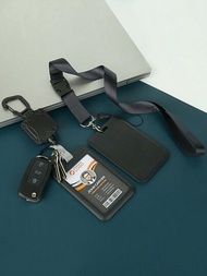 重型可伸縮鑰匙扣，帶皮帶夾，可調頸掛證件套，31.5英寸鋼線繩和鑰匙扣，9.0盎司